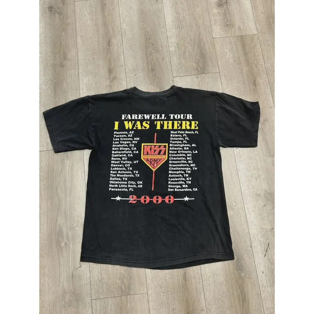 Vintage 2000 Kiss I Was There Farewell Tour Tee T Shirt Black size Large L SF